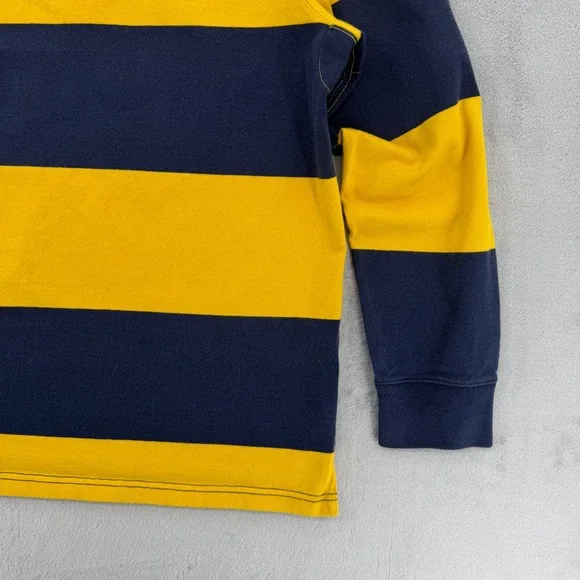 Vintage Polo Ralph Lauren Custom Fit Rugby Shirt Navy Yellow Striped Mens XL - Picture 12 of 15